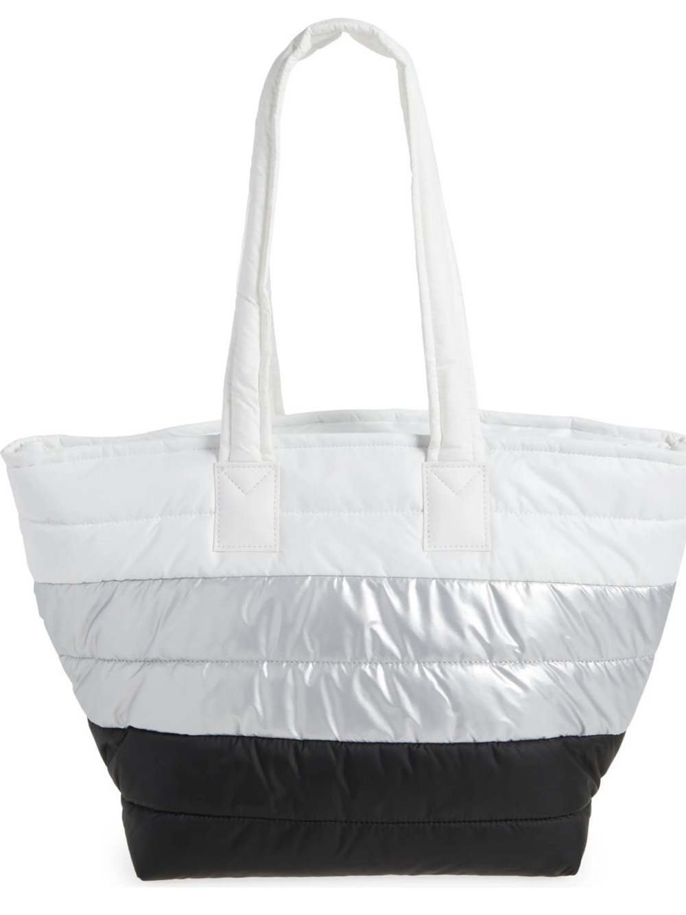 Wildfox Quilted Colorblock Tote Bag in White, Silver & Black - Picture 2 of 3